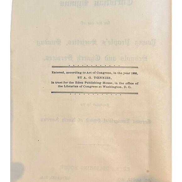 Christian Hymns by German Evangelical Synod Of North America 1908 Hardcover READ - Picture 10 of 10